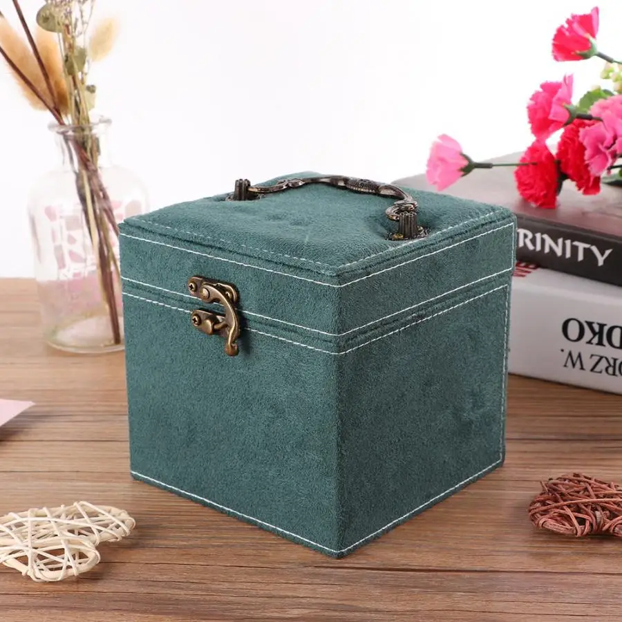 

Flannel Three-layer Jewelry Storage Box Case Ring Earrings Bracelet Organizer Portable Packaging Earring Holder Jewerly Box
