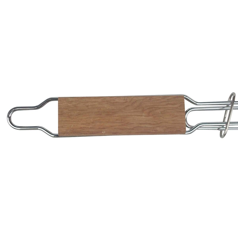 Non-stick Triple BBQ Fish Grilling Basket Barbecue Mesh Grill Clip Net Protable Camping Rack With Wood Hand BBQ Tool Accessories