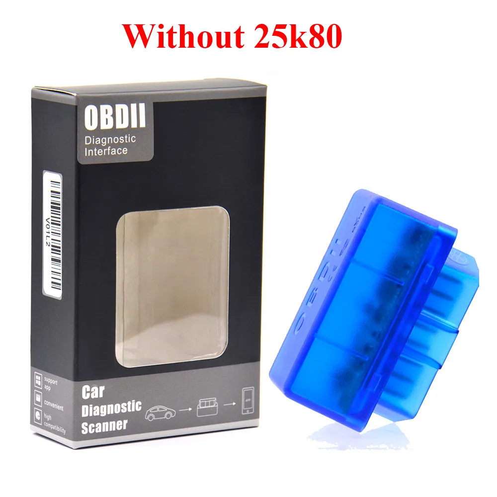 25K80 Мини elm327 Bluetooth OBD2 V1.5 Elm 327 V 1,5 OBD 2 Автомобильный диагностический инструмент сканер Elm-327 OBDII адаптер автоматический диагностический инструмент - Цвет: blue 1.5 without 25k