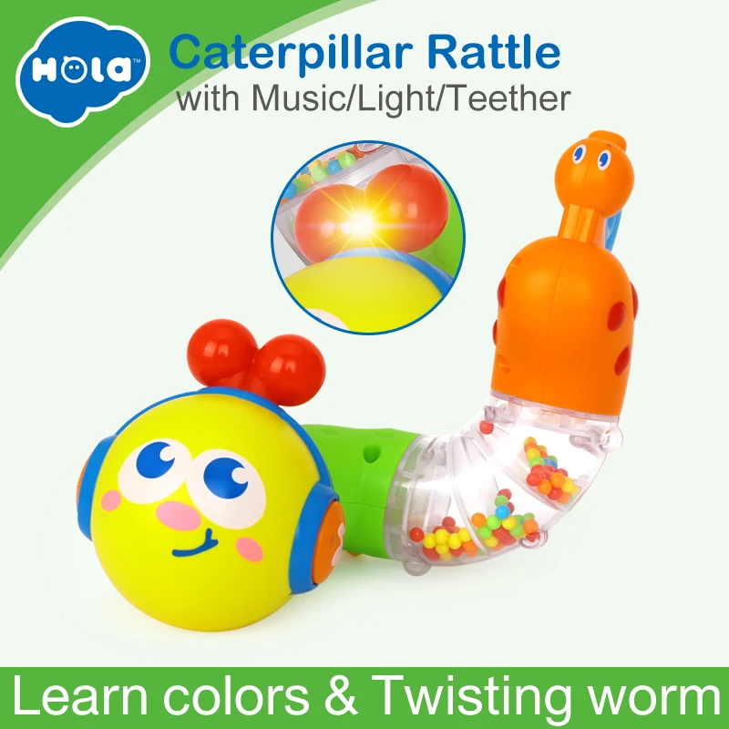 Free Shipping Huile Toys 917 Transformable & Musical Twisting Worm animal rattles and belt teethers rotating baby toys 