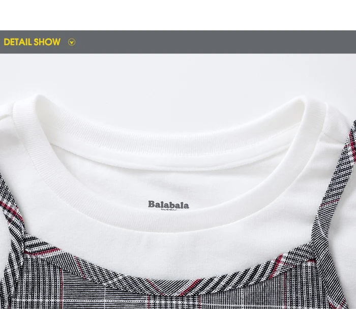 Balabala/детская одежда осенние комплекты для маленьких девочек г. комплект детской одежды из трех предметов, клетчатые штаны футболка с длинными рукавами