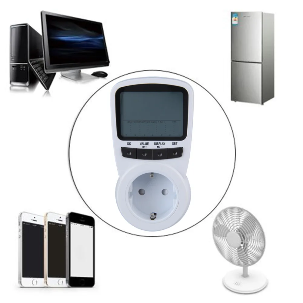 TS-1500 Electronic Energy Meter LCD Monitor Plug-in Electricity for EU Plug Worldwide Store | Инструменты