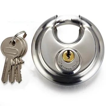 

Security Keyed Padlock Silver Steel Alloy Combination Round Shape Disc Locks for Locking Doors Windows Bags Trunk