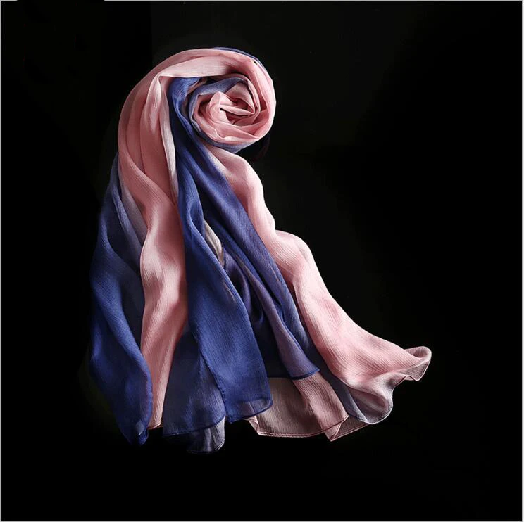 Женские новые модные шали шарфы градиентный цвет дизайн высокое качество Шелковый шарф для девушек летний шарф пашмины шелковые шарфы - Цвет: 2