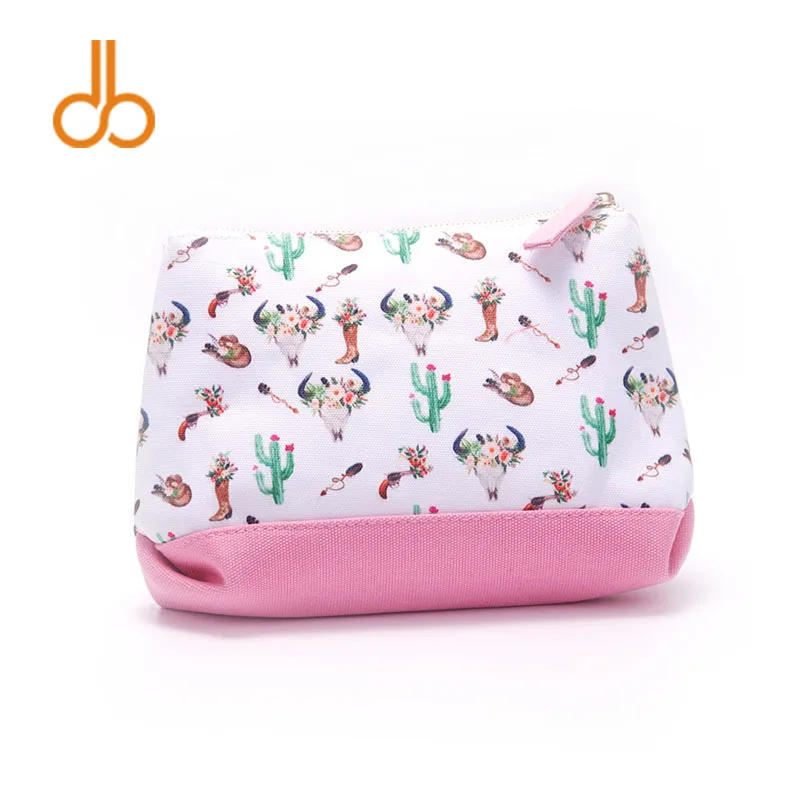 

Wholesale Blanks Canvas Bottom Bullskull Cactus Arrows Cosmetic Bag Make up Bag DOM103661