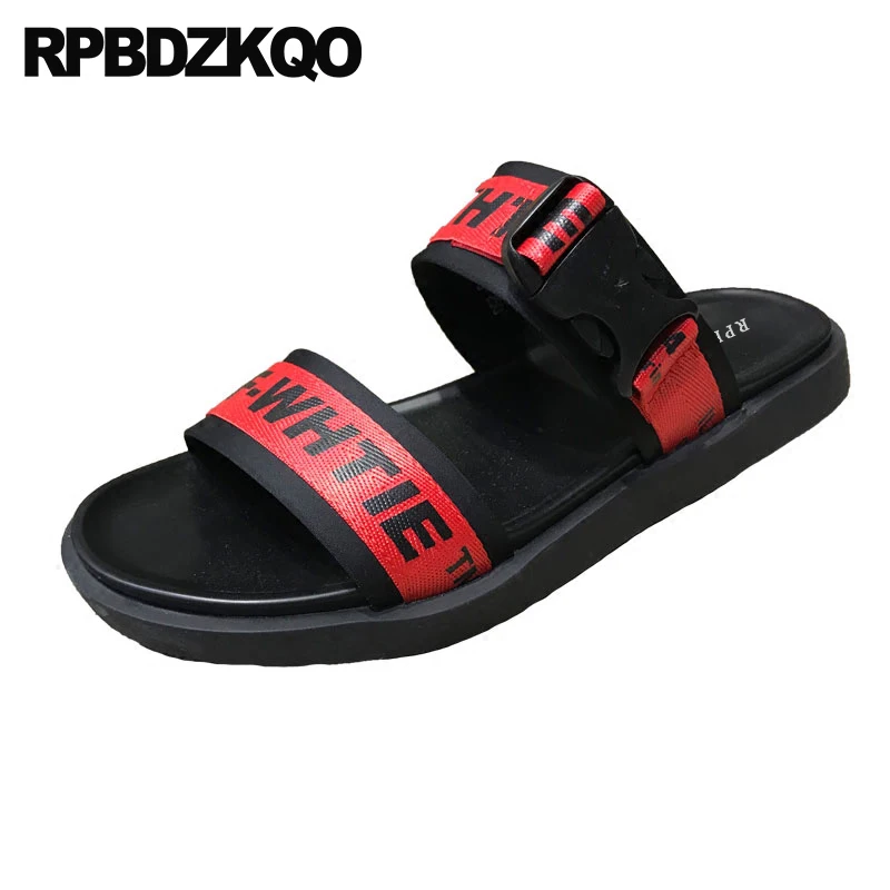 

Roman Slides 2018 Slip On Red Outdoor Casual Flat Famous Brand Designer Shoes Men Gladiator Sandals Summer Open Toe Slippers