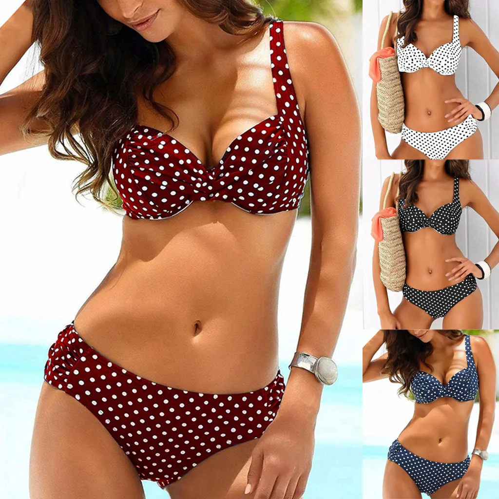 

Bikinis Women Swimsuit Push Up Swimwear Brazilian Bikini Set Halter Retro Beach Bathing Suits Maillot De Bain Femme Bathing Suit