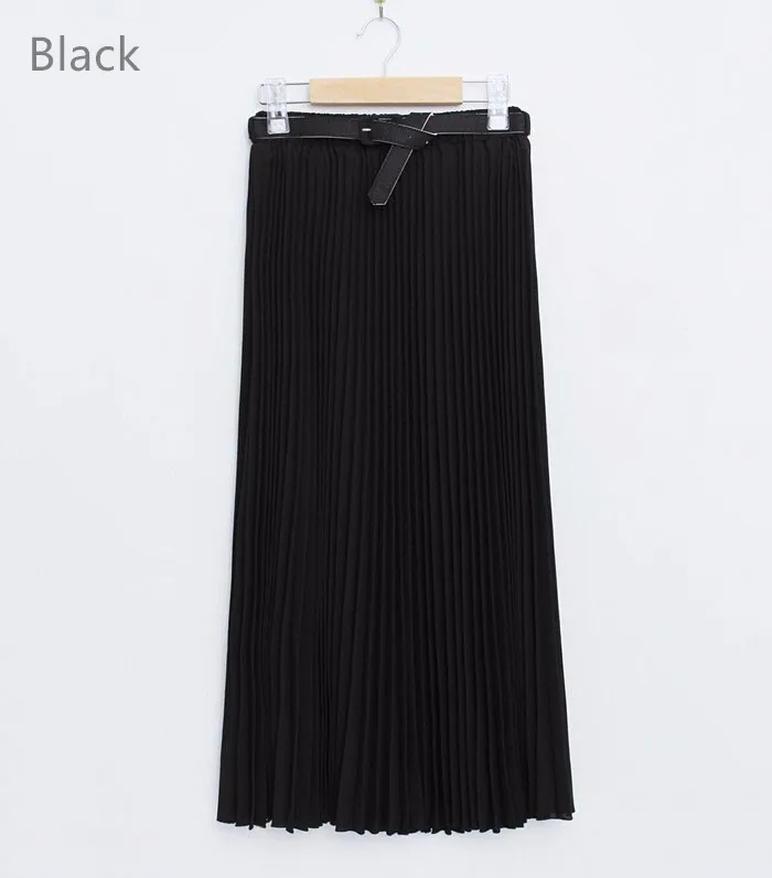 Элегантные летние шифоновые женские длинные юбки женские с высокой талией плиссированные тюлевые макси юбка-пачка богемные однотонные 10 цветов falda - Цвет: black skirt
