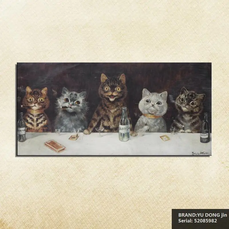 

Louis Wain The bachelor party Animal Classical oil Painting Drawing art Spray Unframed Canvas wire airbrush airbrush52085982