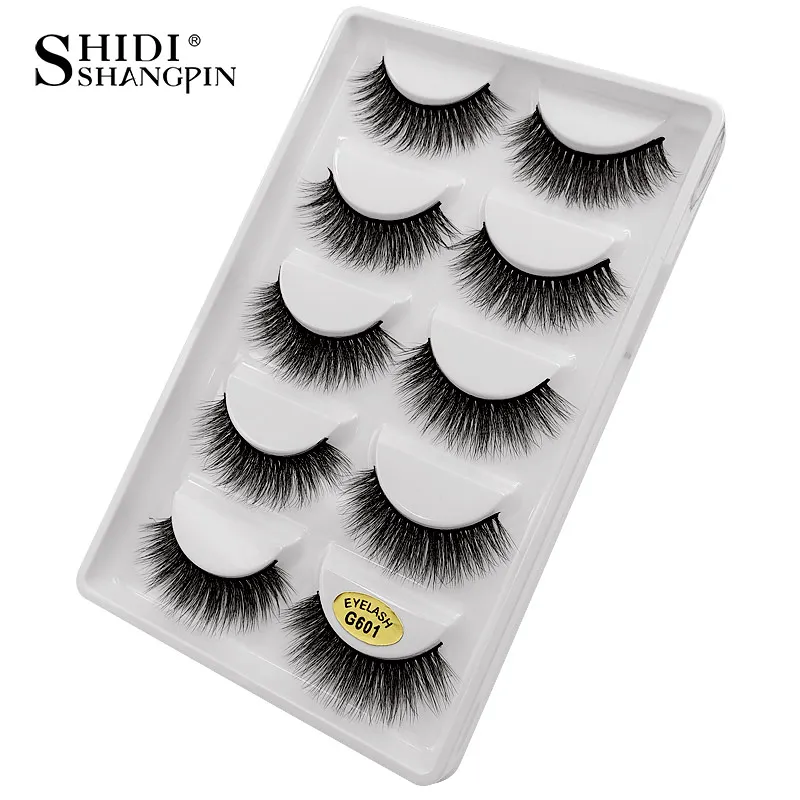 

SHIDISHANGPIN 5 pairs mink eyelashes handmade fake eyelashes natural long strip 3d volume eyelash extensions mink lashes G601