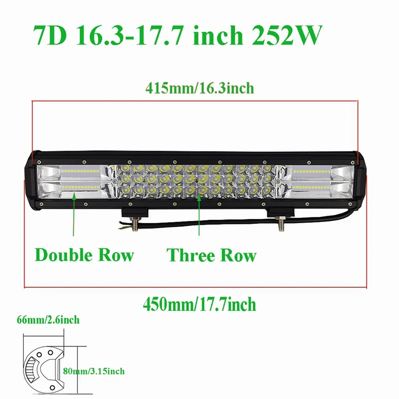 15''18''20''23''216w 252W 288W 324W трехрядный 7D светодиодный светильник баров комбо для внедорожный рабочий светильник 4WD привода 4x4 светодиодный бар Camper прицеп