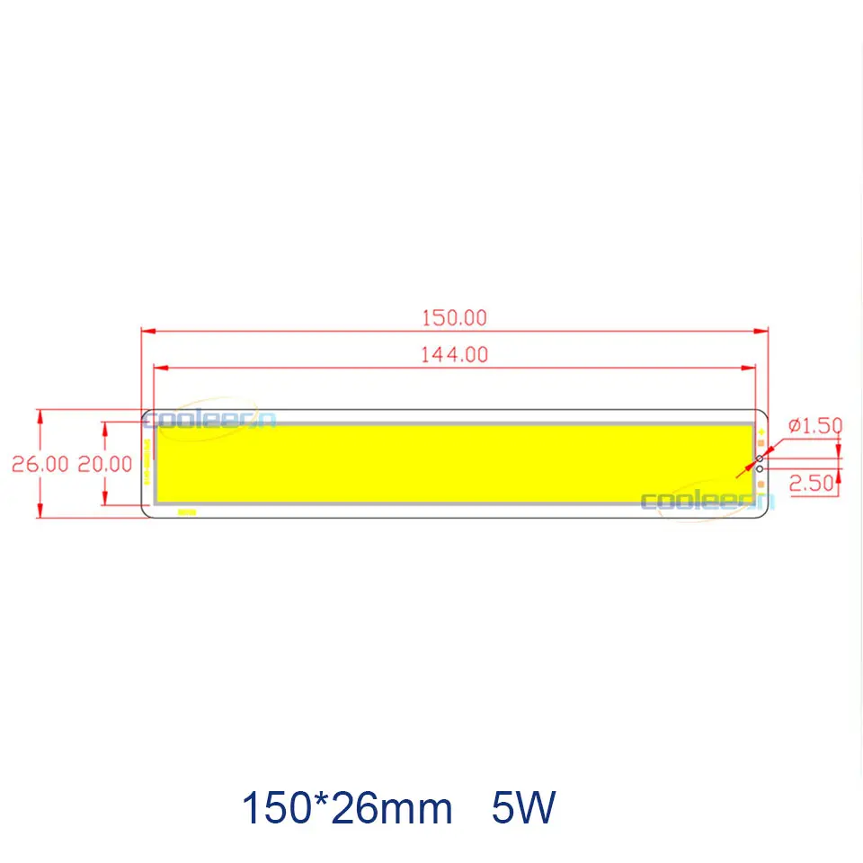 DC 12V COB Bulb LED Chip Panel Light 2W-300W All Size COB Module Warm Natural Cold White Red Green Blue Color LED Lamp for DIY - Испускаемый цвет: 150x26mm  5W