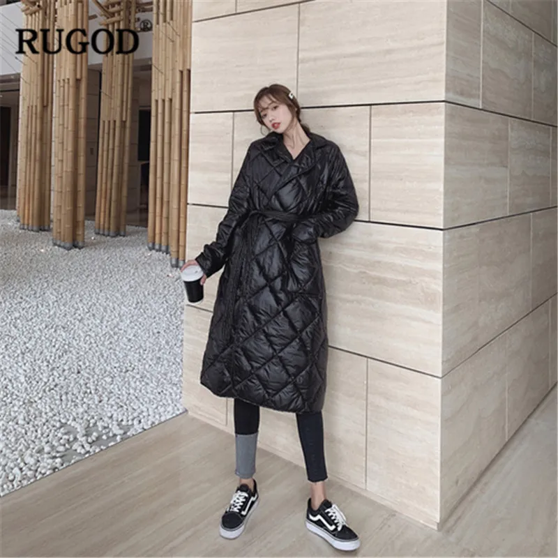 RUGOD X Long теплая зимняя женская одежда однотонное женское пальто с широкой талией