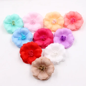 

50pcs artificial flowers 5.5 cm stamens silk plum blossom wedding dress flower head DIY home shoes and apparel decoration