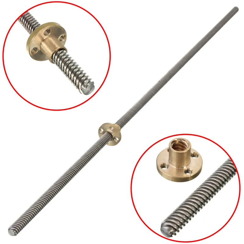 MTGATHER Stainless Steel Lead Screw Copper Nut 8mm Lead Screw Rod 500mm -4 Start Z Axis 50cm Linear Rail Bar Shaft gtfs hot sale 3d printer 8mm lead screw rod z axis linear rail bar shaft 350mm golden