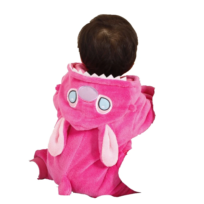 Детский комбинезон с изображением животных, Одежда для младенцев, одежда для маленьких мальчиков и девочек, фланелевый комбинезон с капюшоном и рисунком - Цвет: Розовый