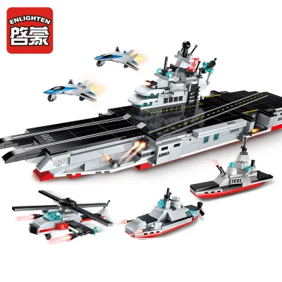 

643Pcs LegoINGS Military Army Airplane Destroyer Aircraft Carrier Weapon Model Building Blocks Sets Toys for Children