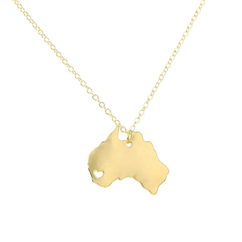 

Dropship Outline Australia Map With Heart Necklace Country of Australia Map Pendant Necklace Australian Map Jewelry