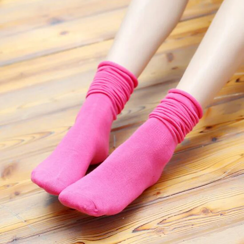 New Fashion Vintage Style Casual Solid Cotton Socks Soft Thin In Tube