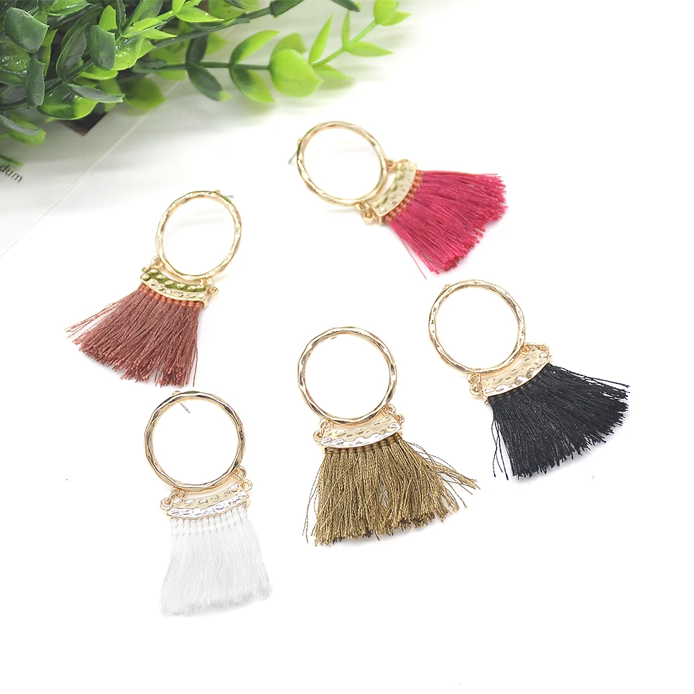 

Bohemian Handmade Statement Tassel Earrings for Women 5 colors Long Tassel Fringe Boho Dangle Earrings Jewelry Party gift