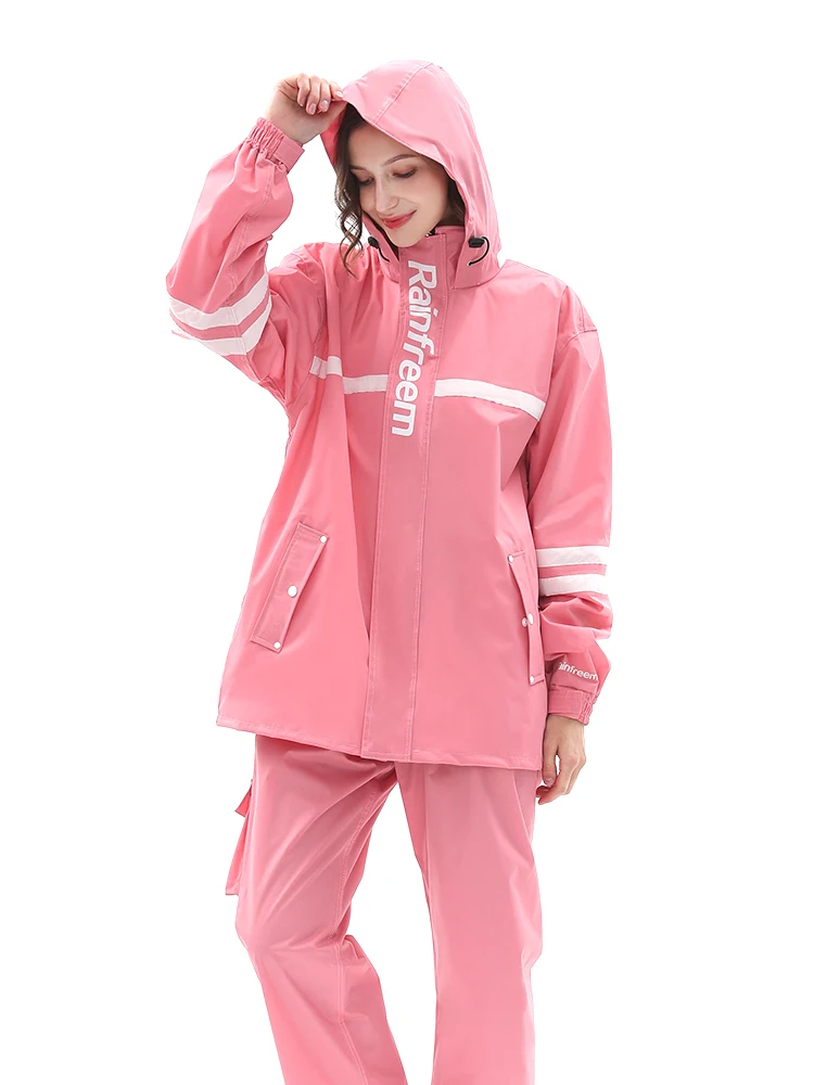 

Lightweight Hiking Travel Fashion Raincoat Motorcycle Waterproof Women Poncho Set Outdoor Pants Impermeable Transparent Pink R6
