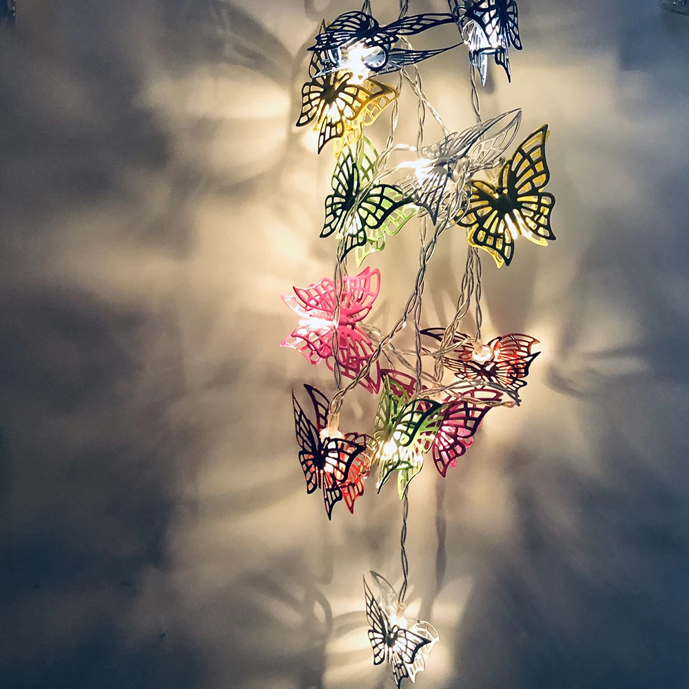 

New LED Wrought Iron Color Butterfly Light String Spring Garden Home Party Decoration Lights neon party