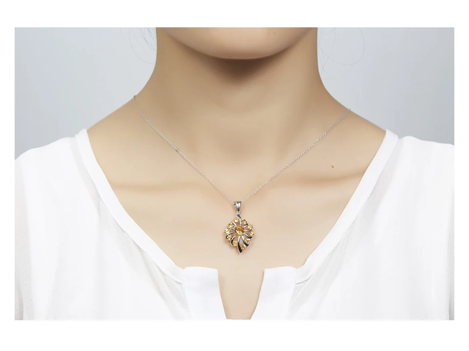 Hutang каменная подвеска, 1.74ct, натуральный драгоценный камень, цитрин, твердый 925 пробы, серебряное ожерелье, хорошее модное ювелирное изделие для женщин, девушек, Новинка