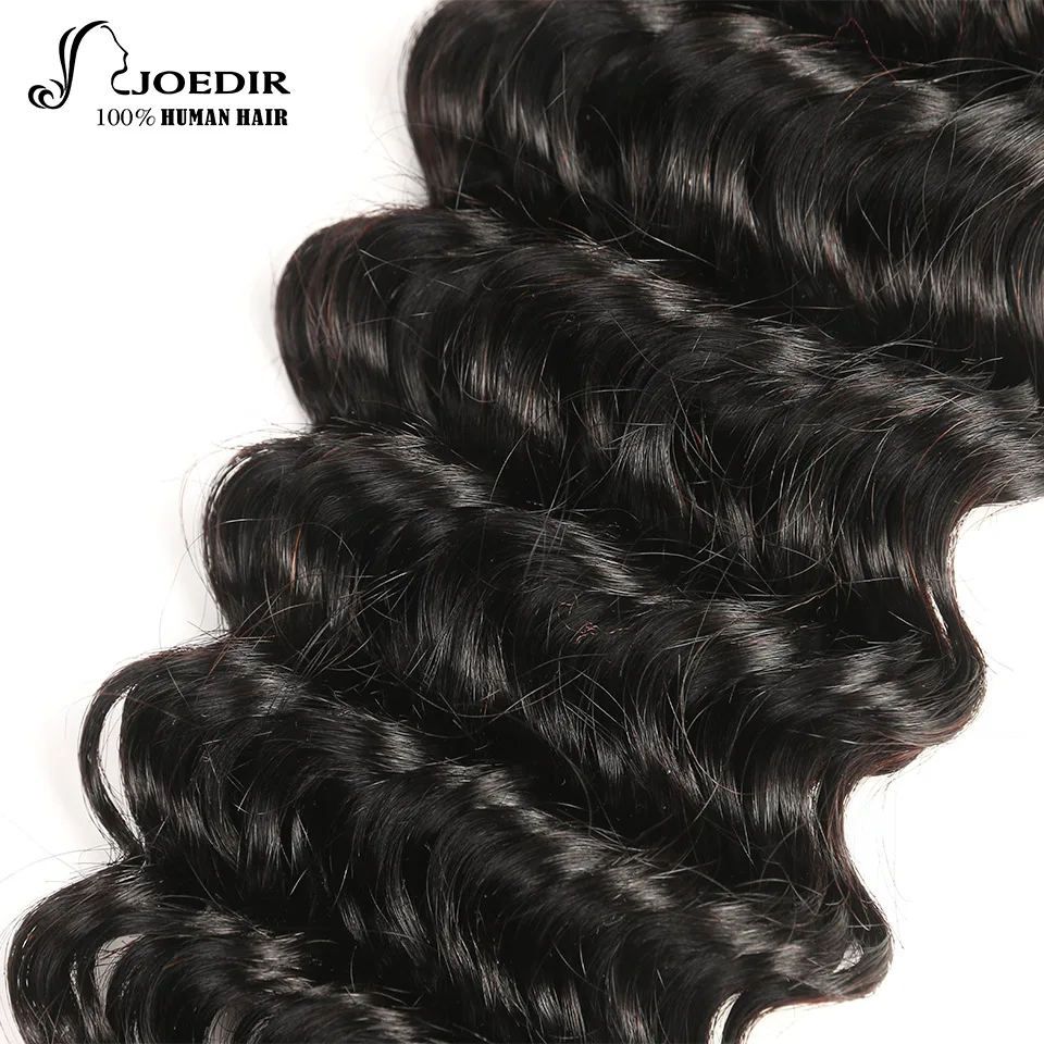 Joedir Brazilian Deep Wave With Closure 100% Human Hair Weave Natural Color Remy Hair 3 Bundles With Free Part Lace Closure Joedir Brazilian Deep Wave With Closure 100% Human Hair Weave Natural Color Remy Hair 3 Bundles With Free Part Lace Closure
