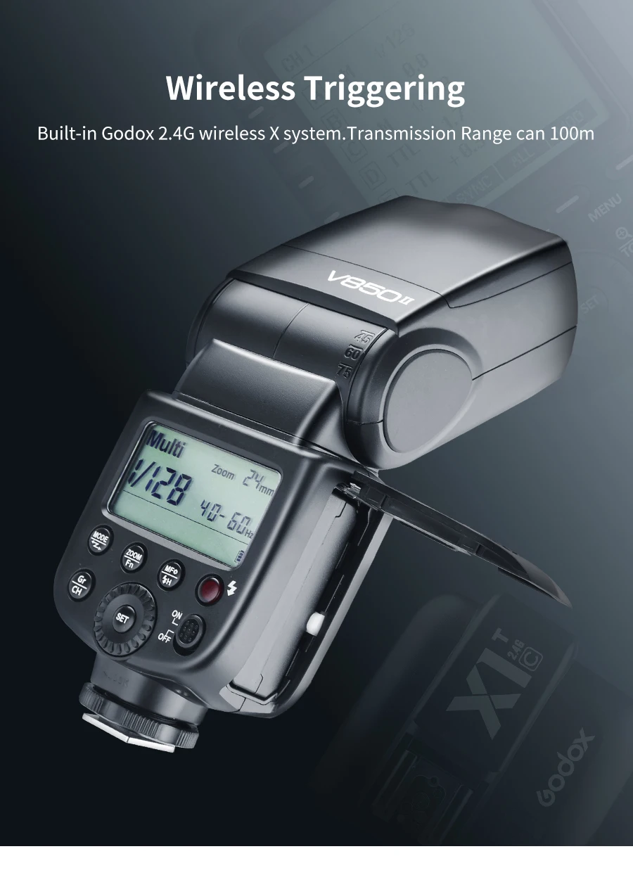 Godox V850II 2,4G GN60 Беспроводная X СИСТЕМА литий-ионная батарея Speedlite для Canon Nikon sony Pentax Olympus+ Бесплатный Набор софтбоксов 15*20 см