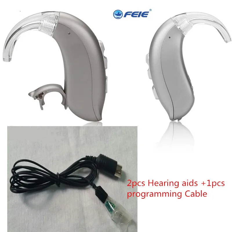 one pair and 1 cable Слуховые аппараты мини высокой мощности беспроводной цифровой BTE ушной аппарат звуковые усилители для тяжелой-глубокой потери w Telecoil MY-22 - Цвет: one pair and 1 cable