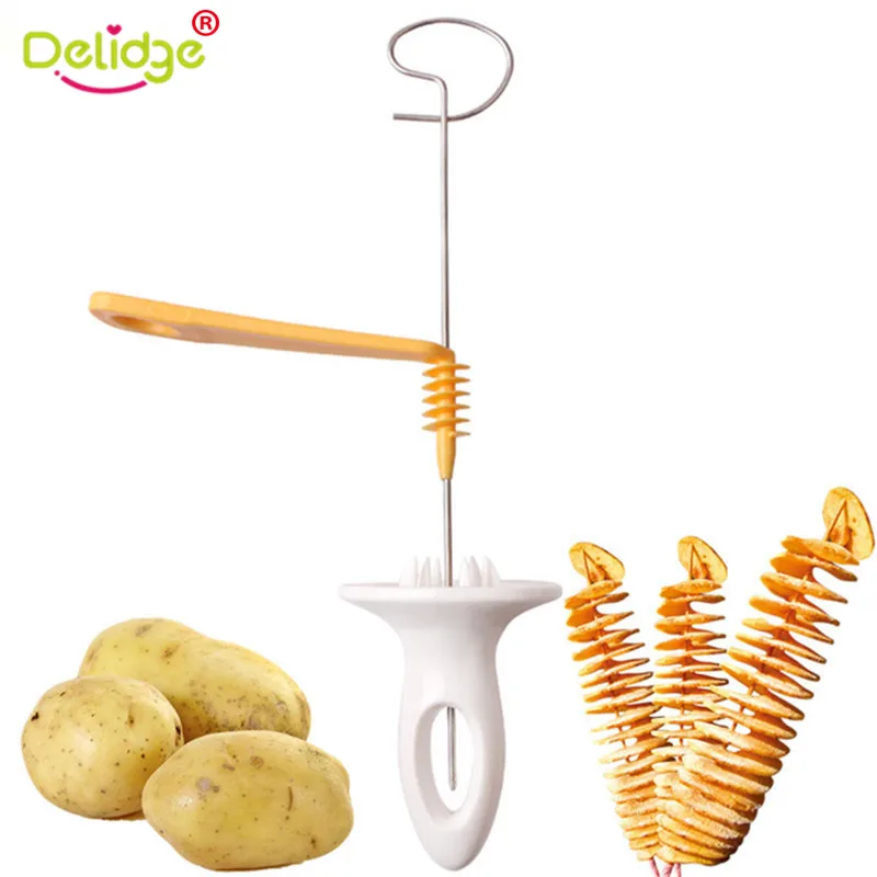 

Delidge 1pc 4 String Stainless Steel+Plastic Rotate Potato Slicer Twisted Potato Slice DIY Manual Creative Cutter Kitchen Tools