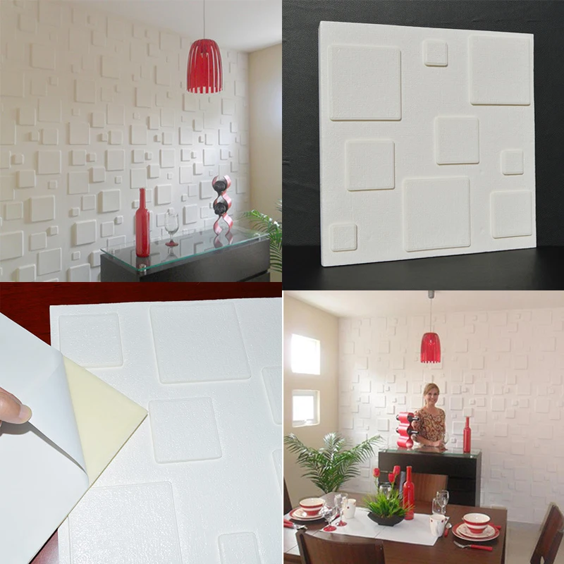 1 шт. 30*30 см DIY самоклеющиеся ПЭ пены 3D обои анти-столкновения водонепроницаемые обои для спальни гостиной украшения стен - Цвет: White