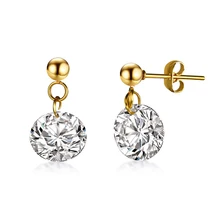 4 Carats CZ Cubic zirconia Antiallergic Titanium Steel Stud Earrings For Women Female Fashion Jewelry Wedding Earring