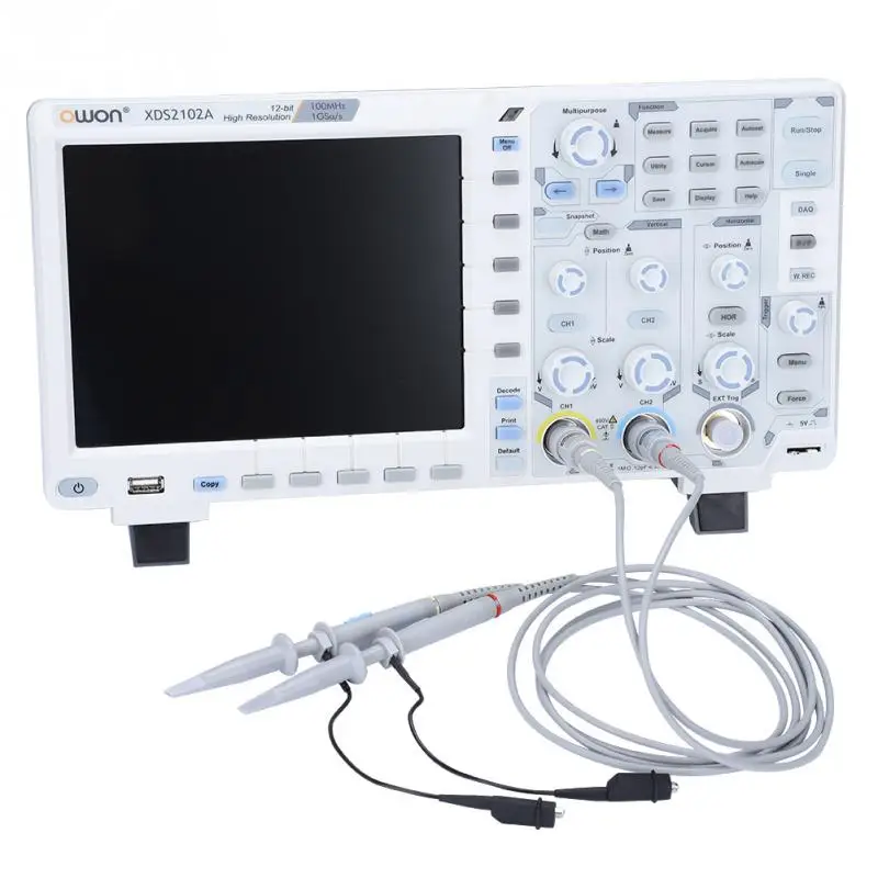 

OWON XDS2102A High Resolution ADC Digital Oscilloscope 100MHz ADC Decode Mater Tools 8-inch 800 x 600 - EU Plug