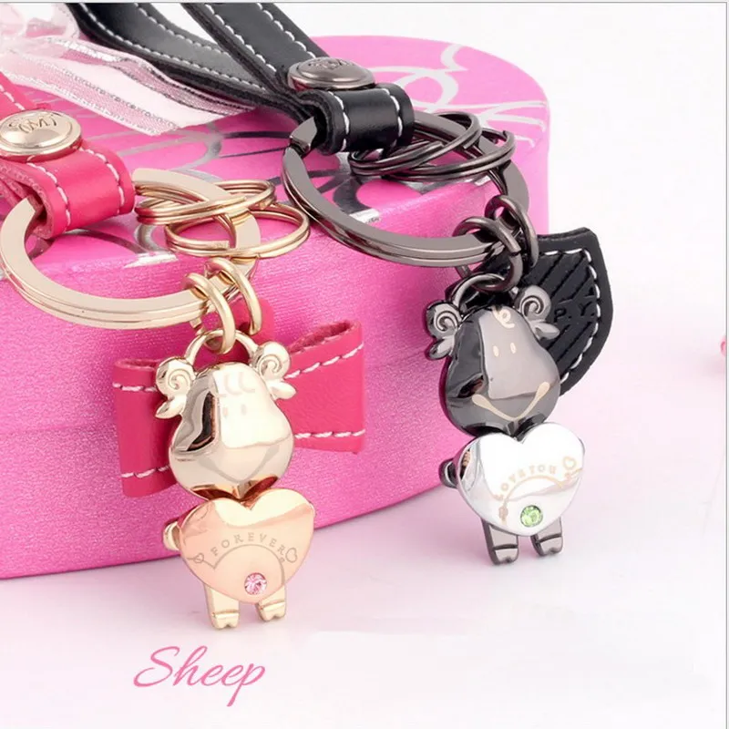 buy Milesi New Brand Creative Couple Sheep Keychain Key chain Ring for Women Men Novelty innovative Items Lover Trinket K0171