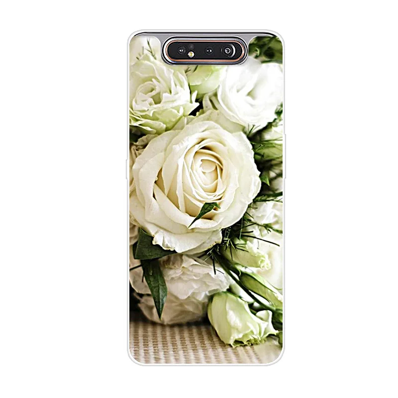 Темно-серый Чехол для телефона для samsung Galaxy A80, силиконовый чехол с цветком, мягкий ТПУ чехол для samsung A80 A 80, чехол, Модный чехол - Цвет: Темно-серый