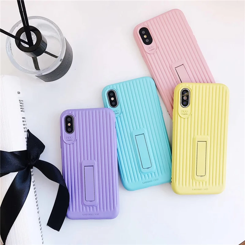Скрытый чехол подставка с кольцом для iPhone X 10 8 Plus ультратонкие Чехлы карамельных