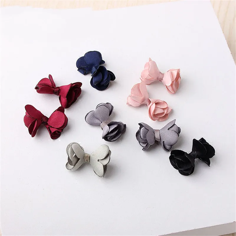 

New Arrival 30pcs/Lot 30*23MM Handmade Chiffon Fabric Ribbon Bow Craft Girls hair jewelry Headband Clips Headwear Button Sticker
