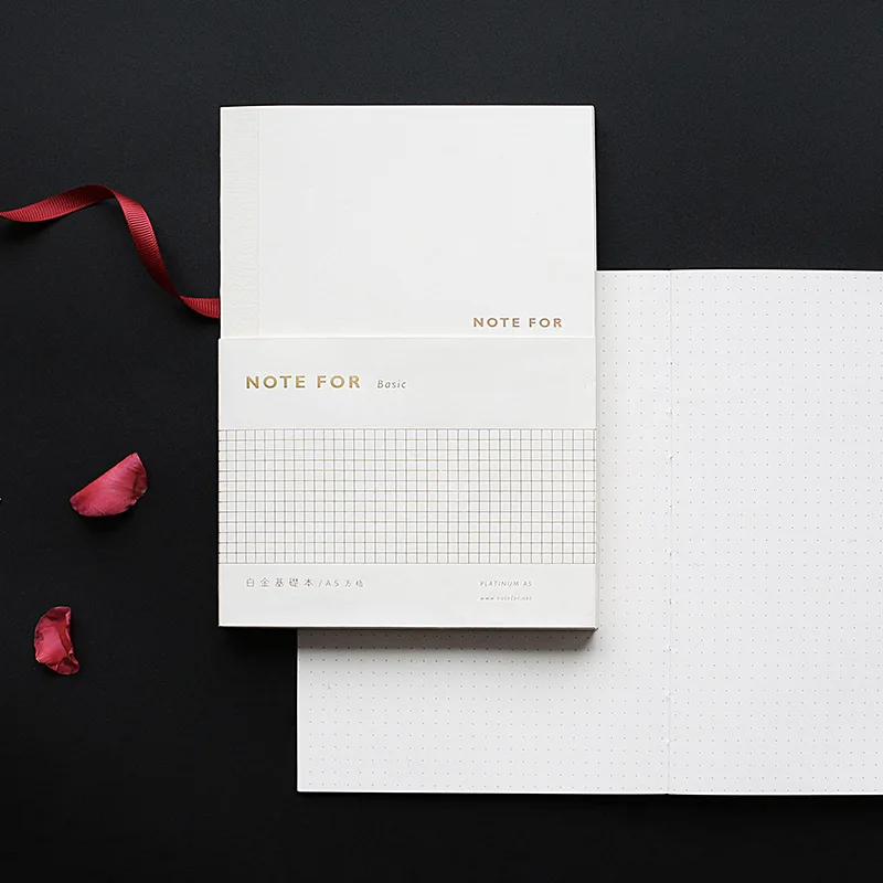 White Gold Basic Notebook Lined Ruled Blank Plain Squared Dot Grid