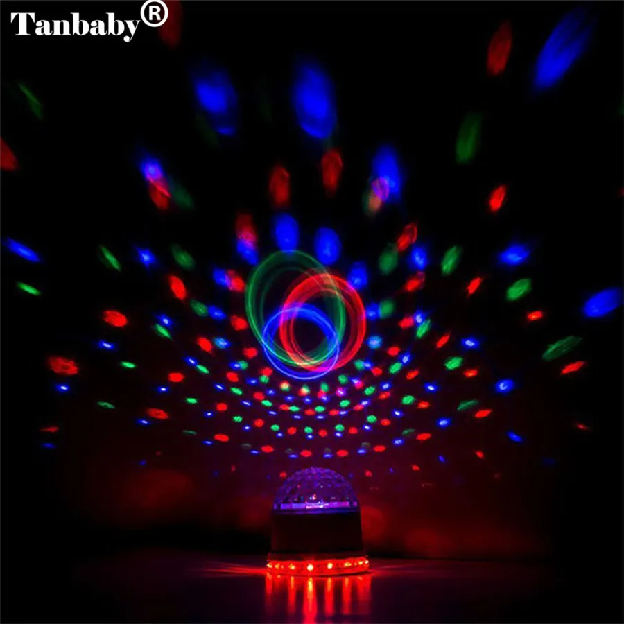 

48 LED RGB Stage Light Sound Actived Auto RGB Mini Rotating Magic Disco Ball Strobe PAR Party Lights For DJ Dancing Show