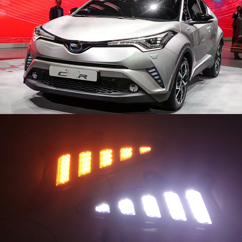 

Car Flashing 2Pcs DRL LED Daytime Running Light Daylight For Toyota C-HR CHR 2016 2017 2018 2019 with Turning Yellow Signal