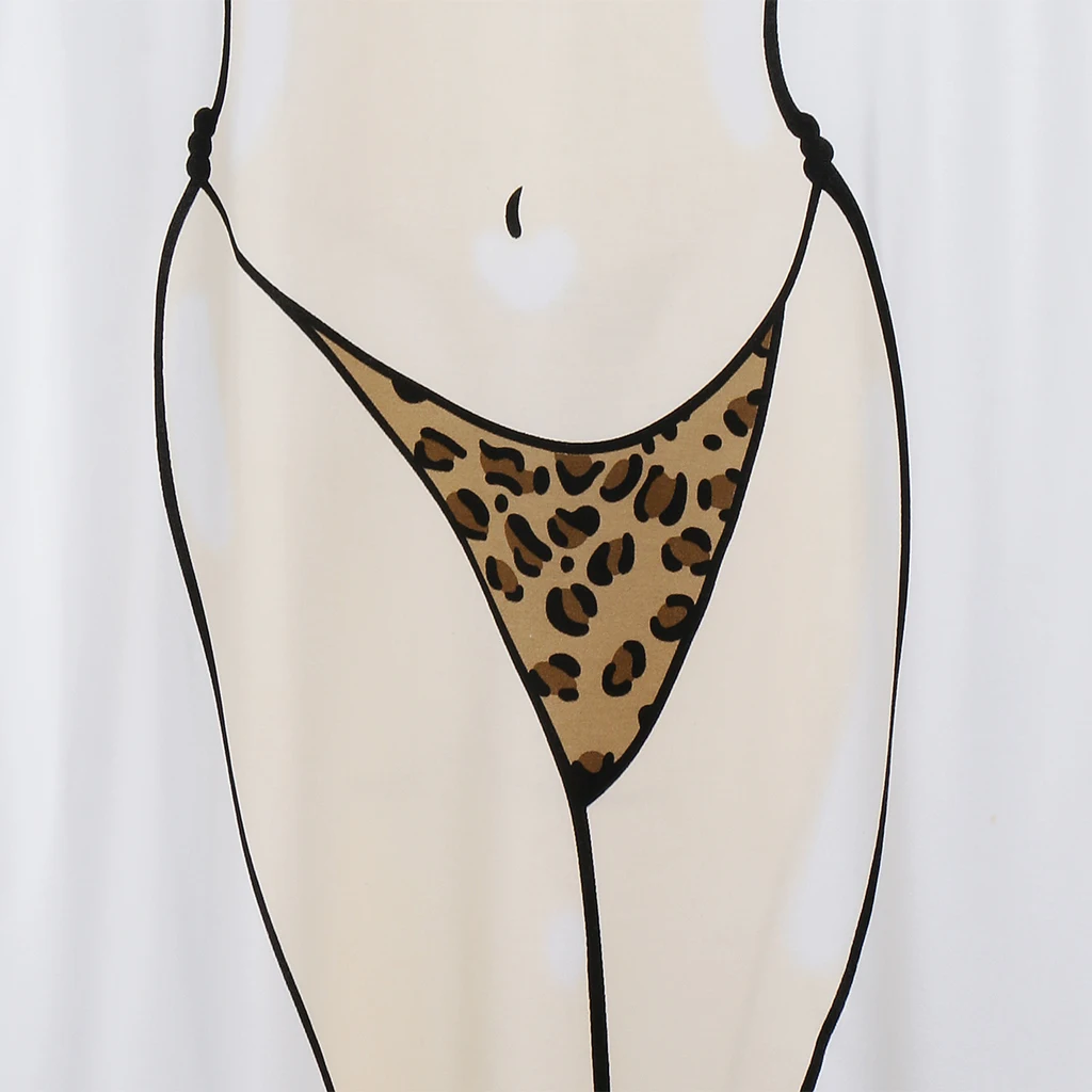 Novelty Ladies Leopard Printed Bikini Cover-up T-shirt Tee Tops Birthday Gift Pajamas