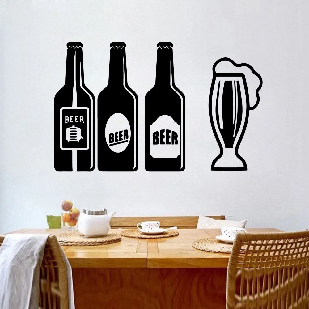 Creative Beer Vinyl Wall Stickers For Kitchen Room Wallpaper Removable Wall Decals  kitchen decor Sticker