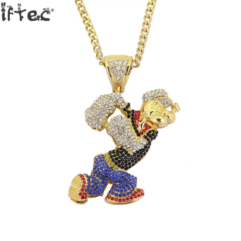 Iftec Bling Bling Iced Out Large Size Cartoon Movie Crystal Pendant Hip