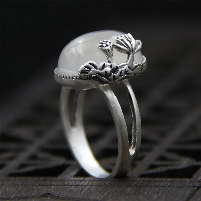 C&R Pure 999 Sterling Silver Rings for Women Vintage Inlaid White