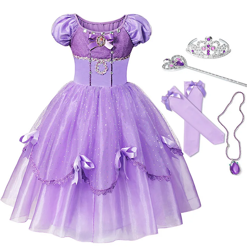 YOFEEL Princess Sofia Dress for Girl Kids Cosplay Costume Puff Sleeve