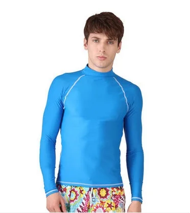 Новое поступление мужские рубашки для купания с длинными рукавами спортивный топ для серфинга Топ из лайкры водолазный костюм брендовый купальный пляжный спортивный купальник - Цвет: Синий
