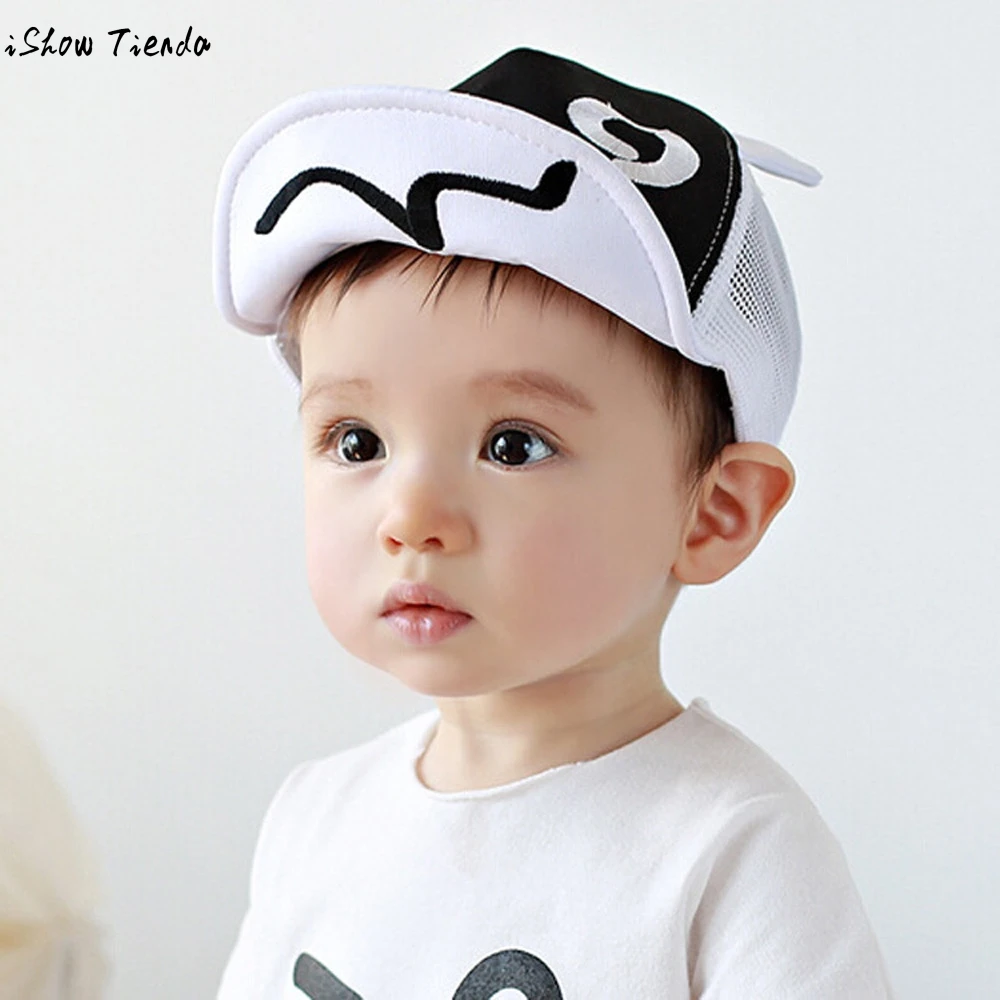 

Children Hat New Born Photography Cute Eye Embroidery Summer Mesh Soft Brim Sun hat Baseball Cap Touca Infantil