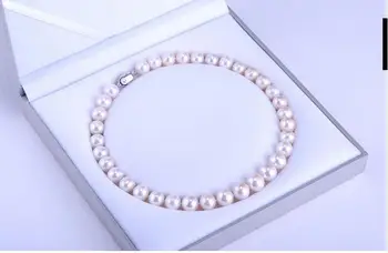 

women gift word Jewelry Silver Clasp 17INCH AAAA 10-11mm Natural south sea genuine WHITE round pearl necklace
