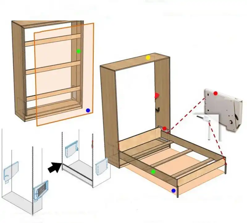 DIY Murphy Wall Bed Hardware Kit Fold Down Bed Mechanism HM117bed